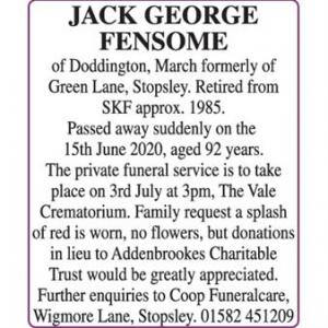 JACK GEORGE FENSOME